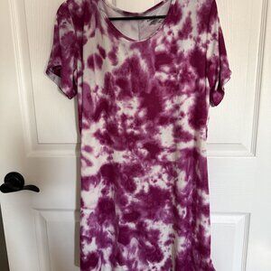 Bobbie Brooks Purple & White Tie Dye Short Sleeve Nightgown